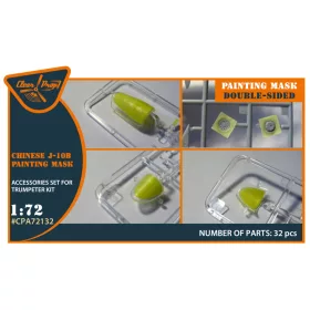   Clear Prop CPA72132 Chinese J-10B double-sided painting mask on "yellow kabuki paper" for Trumpeter kit 01651 (1/72) maszkolósablon