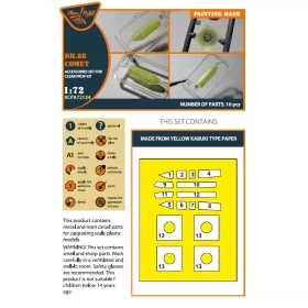   Clear Prop CPA72134 DH.88 Comet painting mask on "yellow kabuki paper" for CP kits (1/72) maszkolósablon