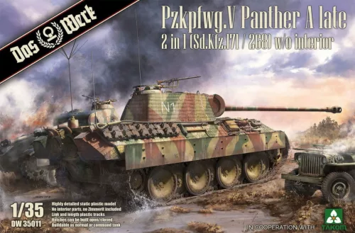 Das Werk DW35011 German Pz.Kpfw V Panther A late 2 in 1 (Sd.Kfz.171/268) 1/35 harckocsi makett