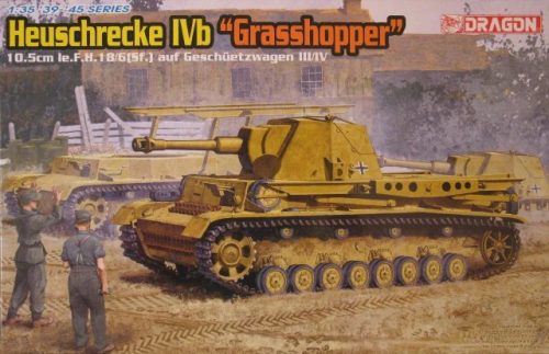 Dragon 6439 German Heuschrecke IVb, Grasshopper 10.5cm le.F.H.18/6(Sf.) Auf Geschützwagen III/IV 1/35 harckocsi makett