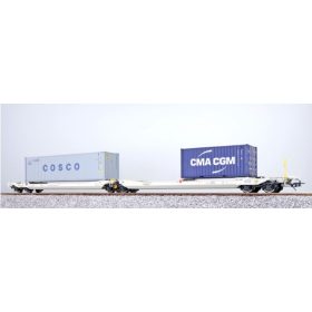   ESU 36551 Konténerszállító iker-teherkocsi Sdggmrs, 2 db konténerrel - CBHU 800608 + CMAU 216218, NL-AAEC (E6) (H0)