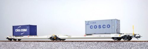 ESU 36555 Konténerszállító iker-teherkocsi Sdggmrs, 2 db konténerrel - Container CMAU 217007 + CBHU 351060, NL-RN (E6) (H0)