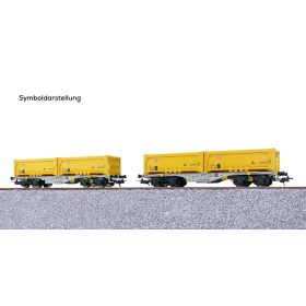  ESU 36603 Konténerszállító teherkocsi-pár, Sgmmns, 4 db billencs-konténerrel, D-AAEC (E6) (H0)