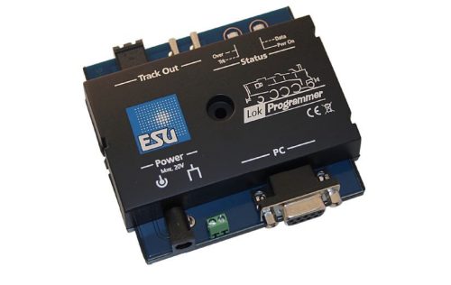 ESU 53452 LokProgrammer, 120V tápegység (USA), vezetékek, használati útmutató, CD-Rom, USB adapter