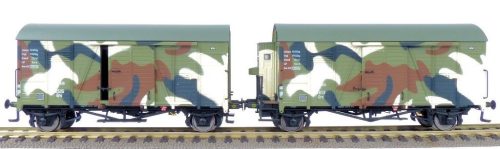 Exact-Train 23605 Fedett teherkocsi-pár, Bremen sorozat, álcafestéssel, DRG (E2) (H0)