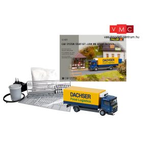 Faller 161489 Car-System kezdőkészlet: Mercedes-Benz Atego ponyvás teherautó, Dachser (Herp