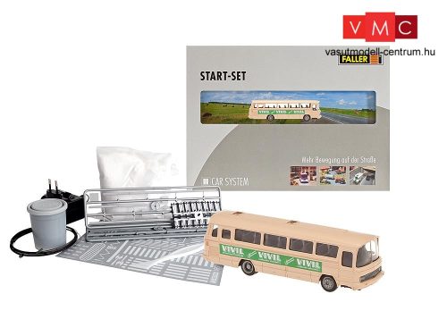 Faller 161501 Car-System kezdőkészlet: Mercedes-Benz O302 postabusz, VIVIL reklámmal (Wiking