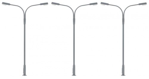 Faller 180120 Modern ostoros utcai lámpa, dupla, 3 db - hidegfehér LED (H0)