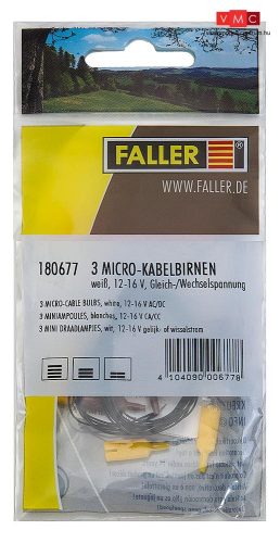 Faller 180677 Mikro izzó kábellel, fehér (3 db)