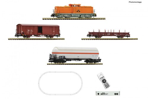 Fleischmann 5170001 Digitális kezdőkészlet: BR 203 dízelmozdony tehervonattal, z21Start + multiMAUS, ágyazatos ovál pálya, DR (E4) (N)