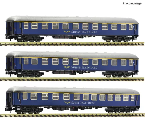 Fleischmann 6260078 Személykocsi-készlet, 3-részes négytengelyes Suisse Train Bleue (E6) (N)