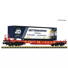   Fleischmann 6660009 Konténerszállító négytengelyes zsebeskocsi, T3 Sdgmns 33, Dettendorfer, DB-AG (E6) (N)