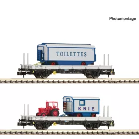   Fleischmann 6660030 Alacsony oldalfalú teherkocsi-pár, Circus Knie, SBB (E6) (N)