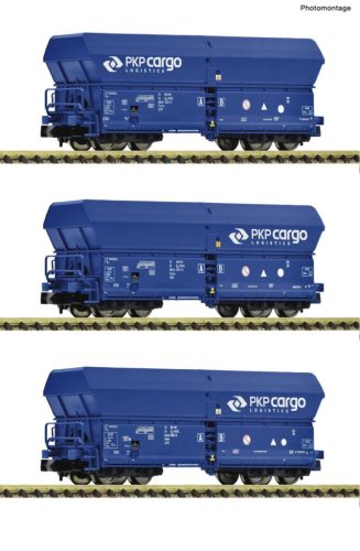 Fleischmann 6660086 Önürítős négytengelyes teherkocsi-készlet, 3-részes Falns, PKP Cargo (E6) (N)