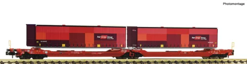 Fleischmann 6660133 Konténerszállító négytengelyes iker-zsebeskocsi, T3000e, ÖBB/RCW (E6) (N)