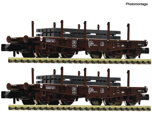 Fleischmann 6660135 Nehézteherszállító négytengelyes teherkocsi-pár, acélbuga rakománnyal, S, ÖBB (E4) (N)