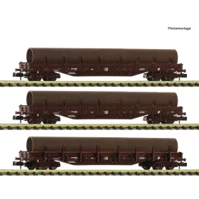   Fleischmann 6660142 Rakoncás négytengelyes teherkocsi-készlet, 3-részes Res, cső ralománnyal, ÖBB (E4) (N)
