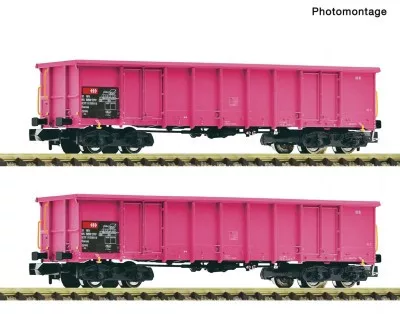 Fleischmann 6660163 Nyitott négytengelyes teherkocsi-pár, Eanos, pink, SBB (E5-6) (N)