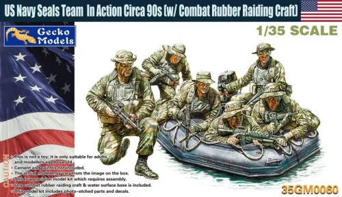 Gecko Models 35GM0060 US Navy Seals Team In Action Circa 90s (w/ Combat Rubber Raiding Craft) (1/35) figura makett