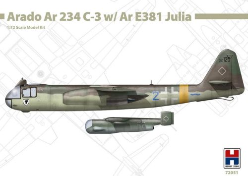 Hobby 2000 72051 Arado Ar 234 C-3 w/ Ar E381 Julia 1/72 repülőgép makett