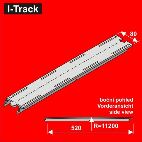 I-Track H0 Straight segment single-track 520x80mm 1pcs. (HCT9652)