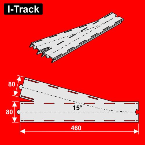 I-Track H0 Straight segment with turnout 15°,80x460mm 1Pcs (HCT9655Y)