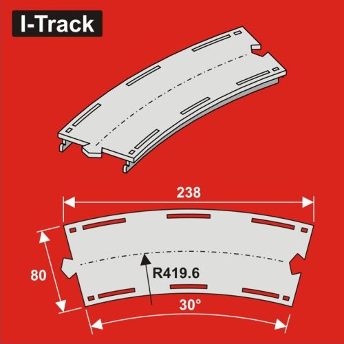 I-Track Single-track curvedsegment,R 419,6mm30°,W80mm 6pcs (HCT9663)