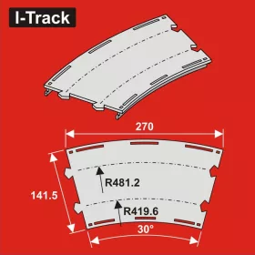   I-Track H0  Double-track curved segment R 419,6/481,2mm (HCT9663D)