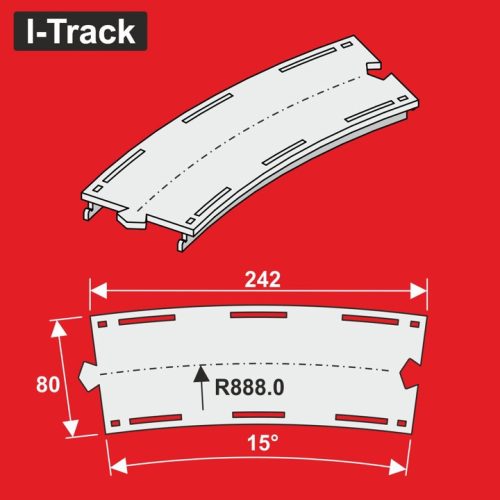 I-Track Single-track curv.seg.R 888,0mm15°,W80mm 6pcs (HCT9668)