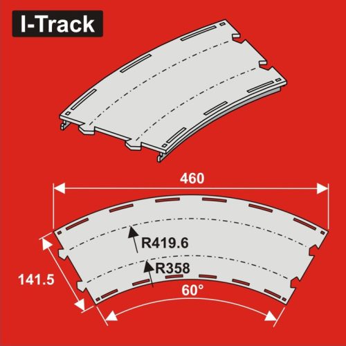 I-Track H0  Double-track curved segment R 358/419,6mm  (HCT9672D)