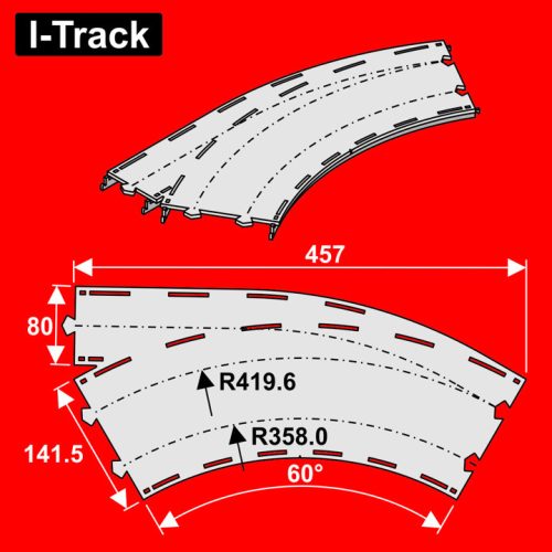 I-Track Double-track curved R358/419,6 mm60°w.turnout,1pcs (HCT9672DY)