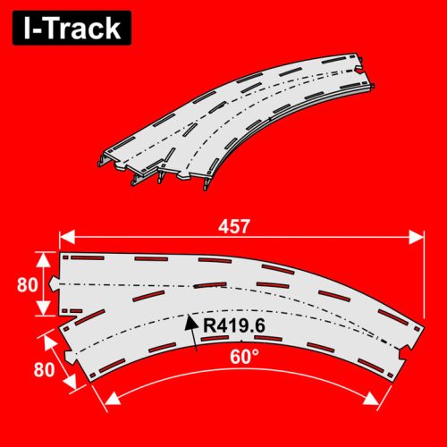 I-Track Single-track curved R419,6mm60° w.turnout,1pcs (HCT9673Y)