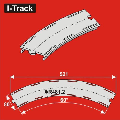 I-Track Single-track curvedsegment,R 481,2mm60°,W80mm 3pcs (HCT9674)