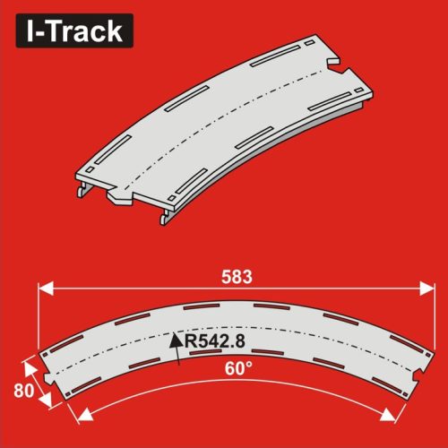 I-Track Single-track curvedsegment,R542,8mm60°,W.80mm 3pcs (HCT9675)