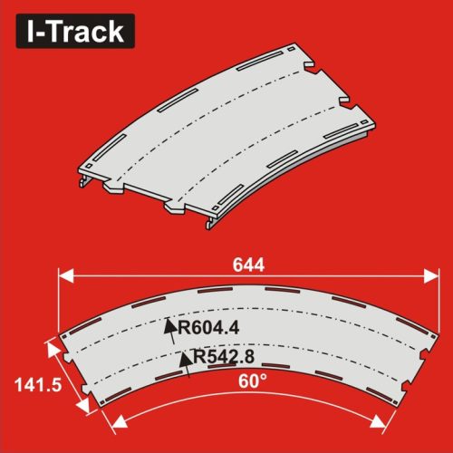 I-Track H0  Double-track curved segment R 542,8/604,4mm (HCT9675D)