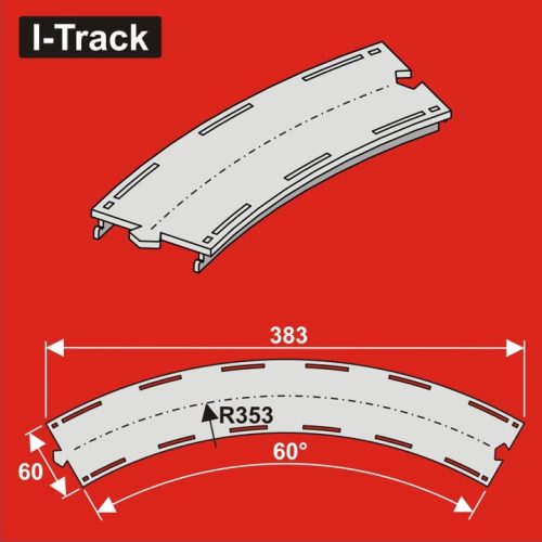 I-Track Curved Single-track, R353m,W.60mm,60°, 3pcs (HCT9737)