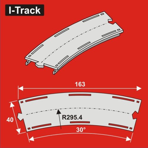 I-Track Single-track curved segment,R295,4mm30°,W. 40,6pcs (HCT9979)