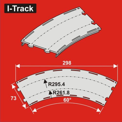 I-Track Curved Double-track,R261,8/295,4mm, W.73m,60°,3pcs (HCT9982D)