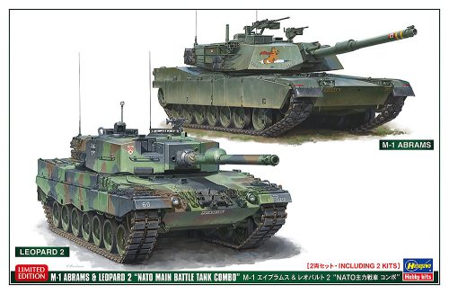 Hasegawa 30069 M-1 Abrams & Leopard 2 "NATO Main Battle tank Combo" 1/72 harckocsi makett