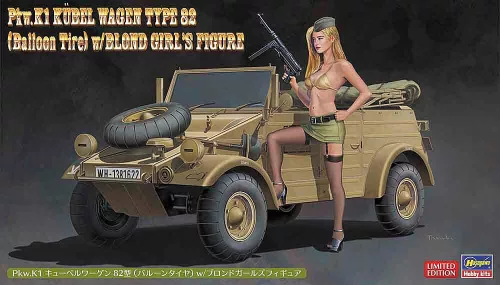 Hasegawa 52273 K1 Kübelwagen 82 mit blonder Frau 1/24 harcjármű makett