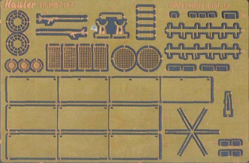 Hauler HLR87117 German PANTHER ausf G photoetched set for Trident PANTHER 1/87 feljavító készlet