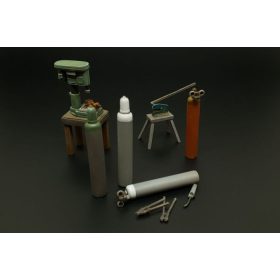   Hauler HLU35117 Bench drill-lever shears-oxy acetylene bottles resin set of workshop equipment 1/35 kiegészítő