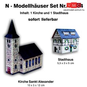   Heki 11004 Templom és városi emeletes lakóház kartonból (N)