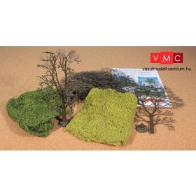 Heki 1974 Lombos fa építőkészlet (5 db), 1675 és 1676 lombanyaggal (H0,TT)