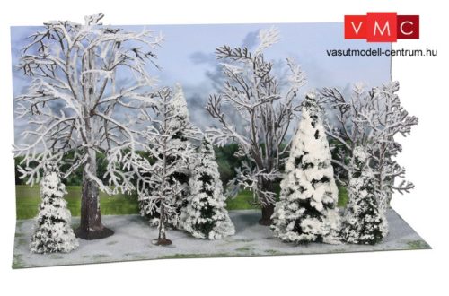 Heki 2101 Téli erdő, 10 db havas lombos és fenyőfa, 7-14 cm (H0,TT,N)