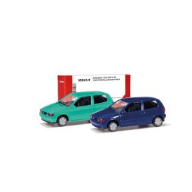   Herpa 012140-007 Minikit: Volkswagen Polo 2-ajtós, 2 db - pisztácia és kék színben (H0)