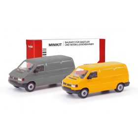   Herpa 012386-004 MiniKit: Volkswagen Transporter T4, dobozos, 2 db - szürke és sárga színben (H0)