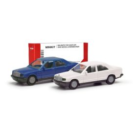   Herpa 012409-009 Minikit: Mercedes-Benz 190 E, 2 db - kék és fehér színben (H0)