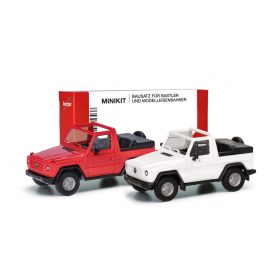   Herpa 012744 Minikit: Puch G-Klasse (89), nyitott, 2 db - fehér és piros színben (H0)