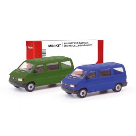   Herpa 012805-002 Minikit: Volkswagen Transporter T4 Bus, 2 db - zöld és kék színben (H0)